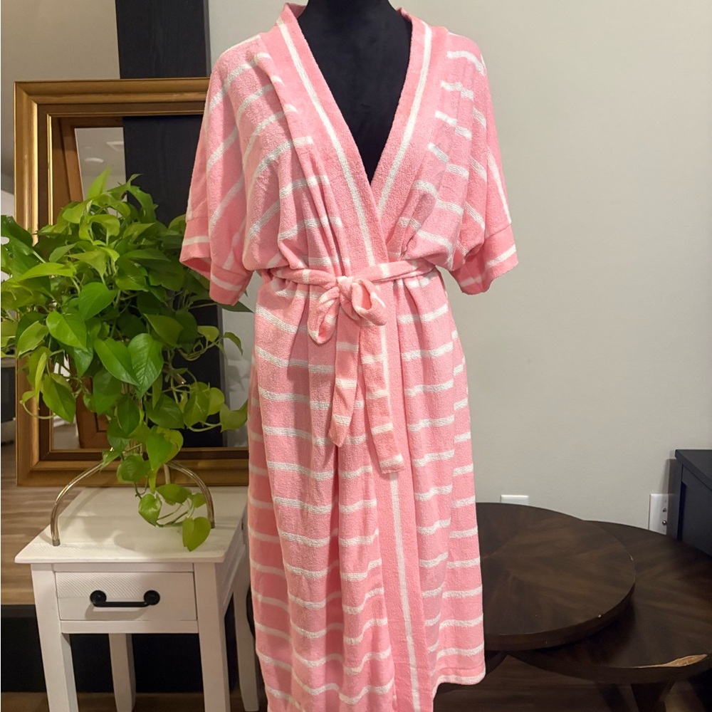 Vintage comfy club Pink Striped Women's Summer Robe